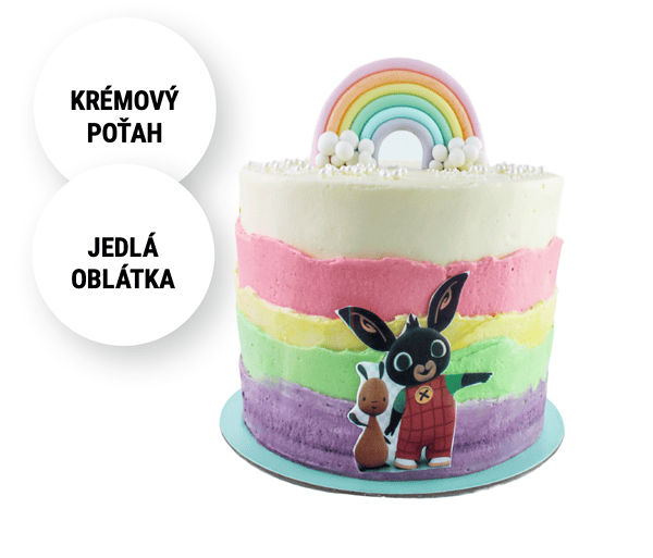 Detská torta Zajko Bing s dúhou Torty Nitra